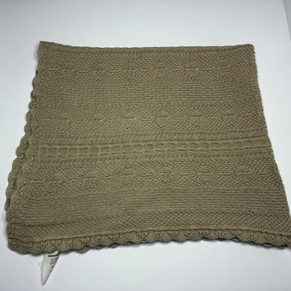 Babies R Us Brown Cable Knit Baby Blanket Cotton Ruffle Trim Geoffrey 2013